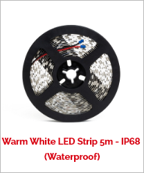 Warm White LED Strip 5m - IP68  (Waterproof)